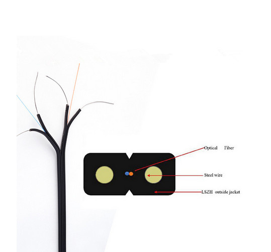 1 Core 2 Core 4 Core Indoor FTTH Drop Fiber Optic Cable for Local Area Network