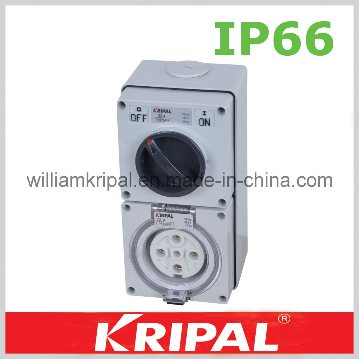 IP66 5pin 32A Weather Protected Switch Socket