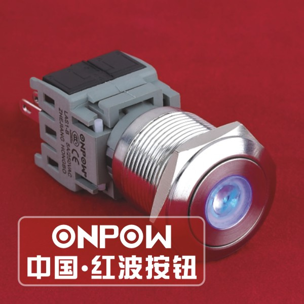 Onpow 19mm DOT Illuminated Stainless Steel Push Button Switch (LAS1-BGQ-11D/S) (Dia. 19mm) (CE, CCC, RoHS, REECH)