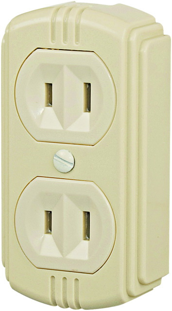 15A, 125VAC, 1-15r, Surface-Mount Duplex Electrical Socket