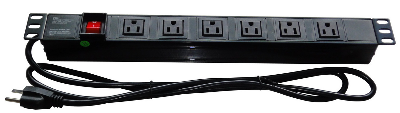 1u Alluminum Alloy Power Strip Socket with 6-Way U. S. Socket