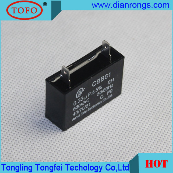Black Plastic Case Square Type AC Motor Capacitor Typecbb61 1-25UF