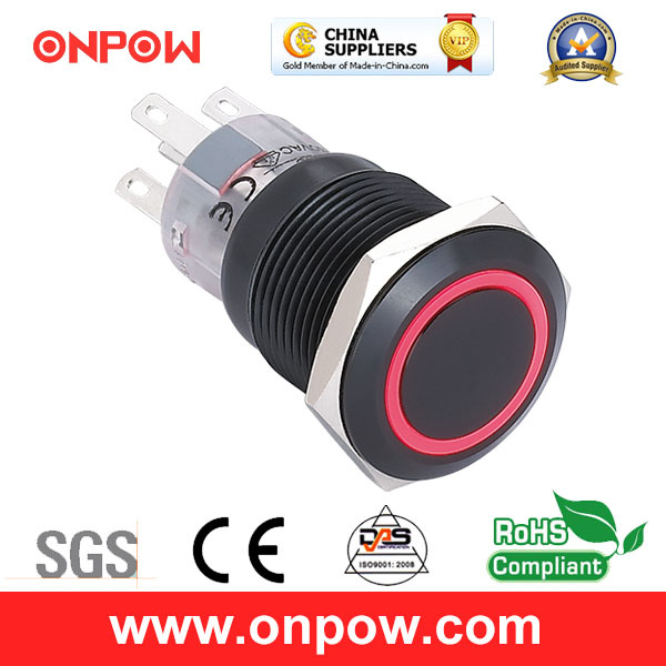 Onpow Metal Push Button Switch (LAS1-AGQ-11E/R/12V/A, 19mm, CE, UL, CCC, RoHS)