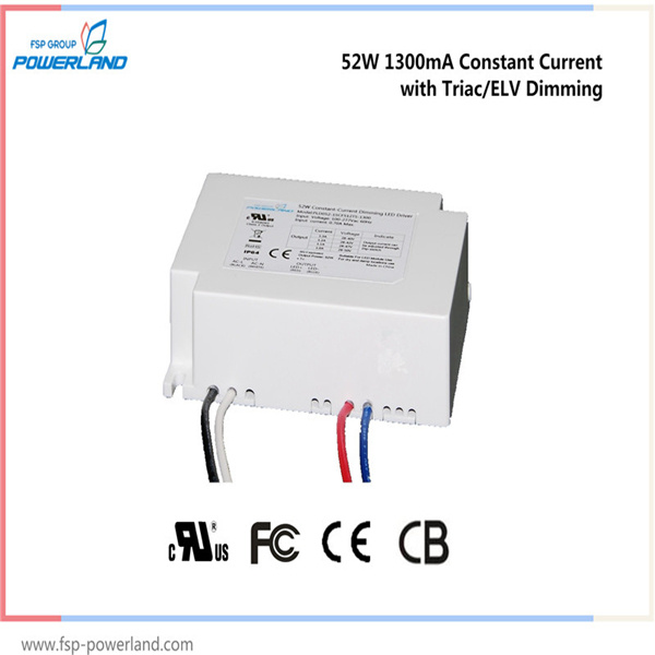 52W 1.3A Constant Current Triac/Elv Dimmable LED Power Supply