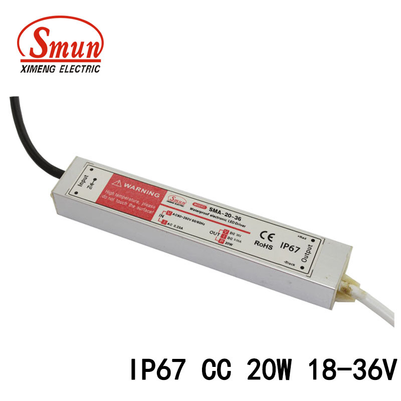 20W 18-36VDC Constant Current LED Driver Waterproof IP67 Power Supply