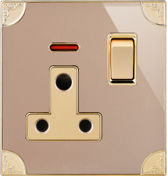 British Standard 15A Round-Pinned Switched Socket with Neon (N3)