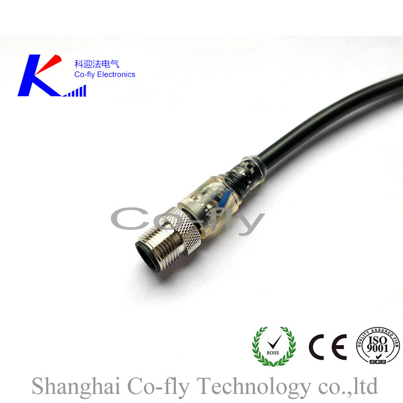 M12 Male, 4 Pins, LED, Straight, RF, Adapter, Circular Cable Connector