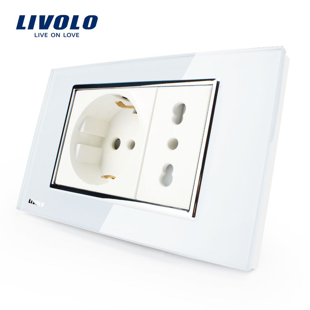 Livolo Electrical Power Glass Panel EU and Italian Socket Vl-C3c2cit-81/82