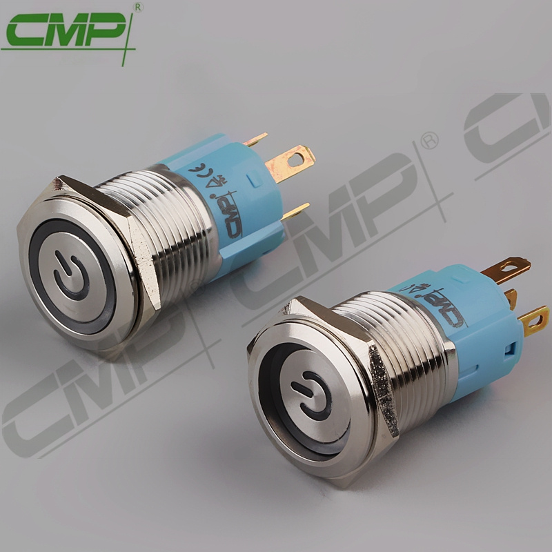 CMP 16mm Stainless Steel LED Power Indicator Push Button Switch