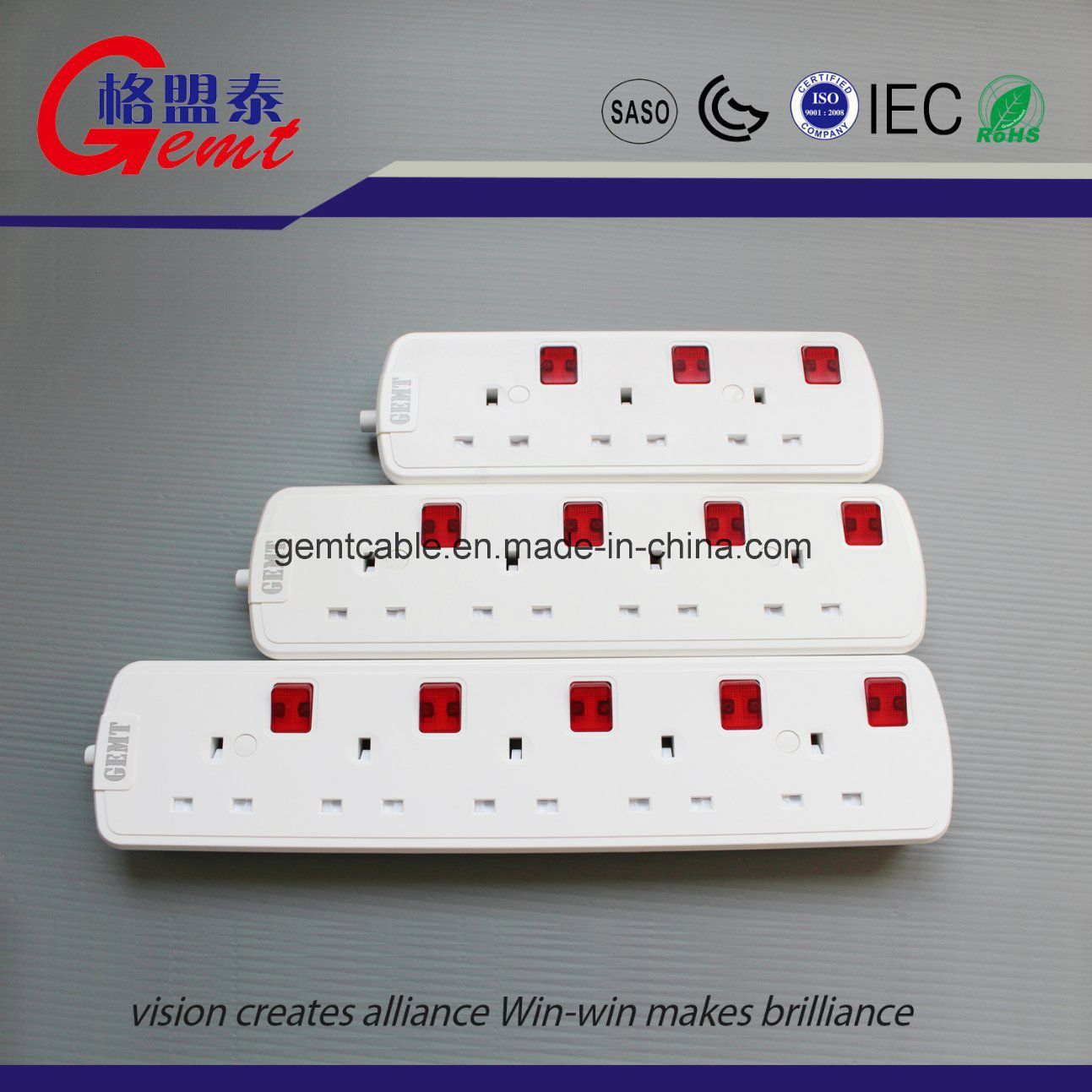Saso/G-Mark/UL Listed Space Saving 4 Outlets Surge Protector Smart Power Strip