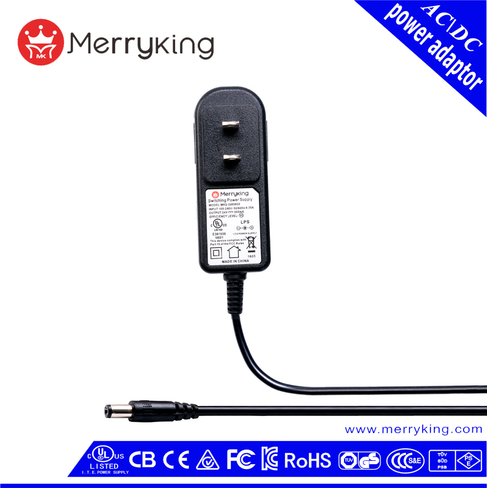 Vertical Type DOE VI Us Plug AC DC Power Adapter 12V 1500mA