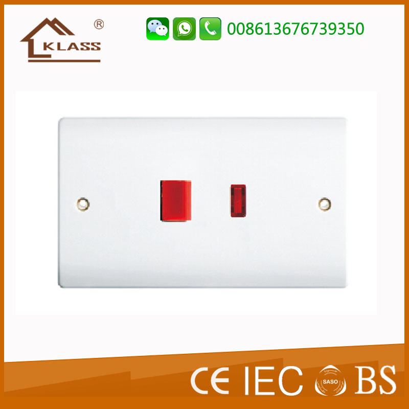 UK Bakelite 45A Wall Switch with Neon 7*14