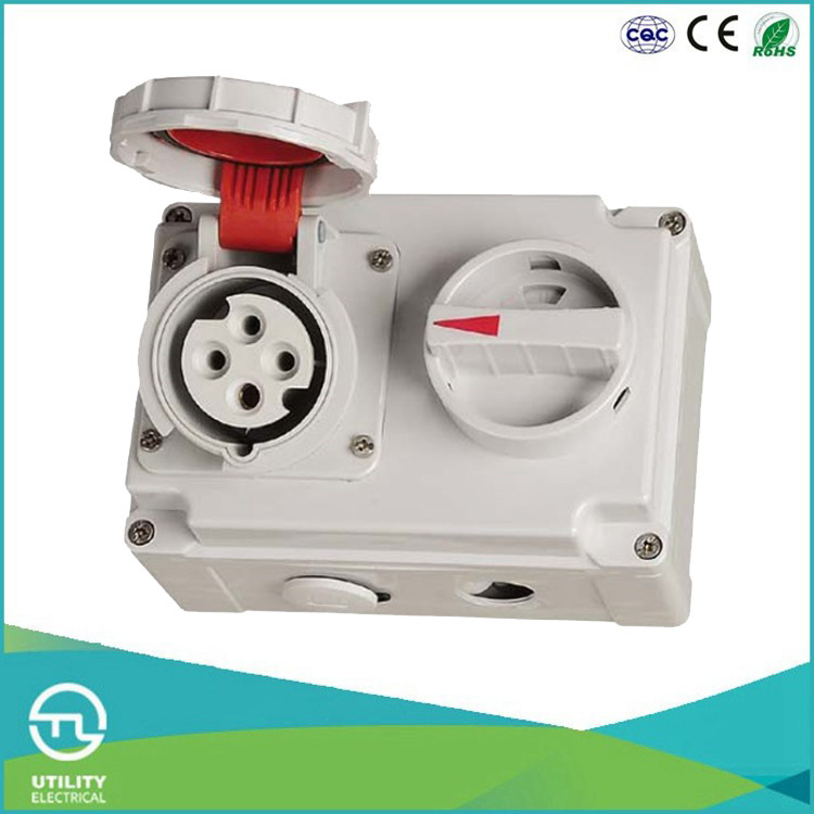 16A Waterproofing Female Socket with Switch and Mechanical Interlock
