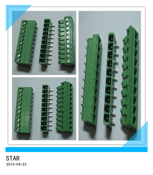 3.5mm Angle 10 Pin/Way Green Pluggable Type Screw Terminal Block Connector