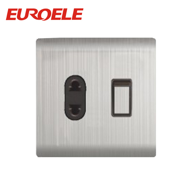 Elegant Sliver Color 1 Gang Switch and Socket
