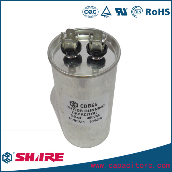 Cbb65 Cylinder AC Dual Aluminum AC Motor Run Capacitor