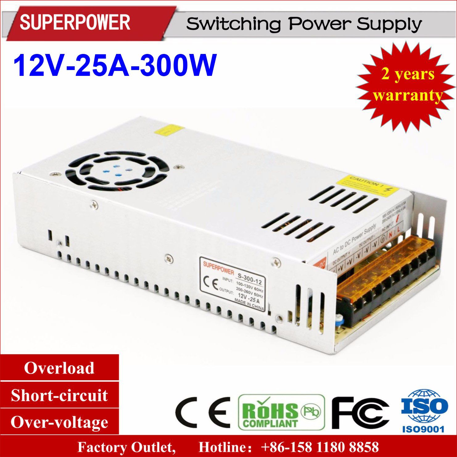 LED Driver DC 12V 25A 300W Security Monitoring Switching Power Supply