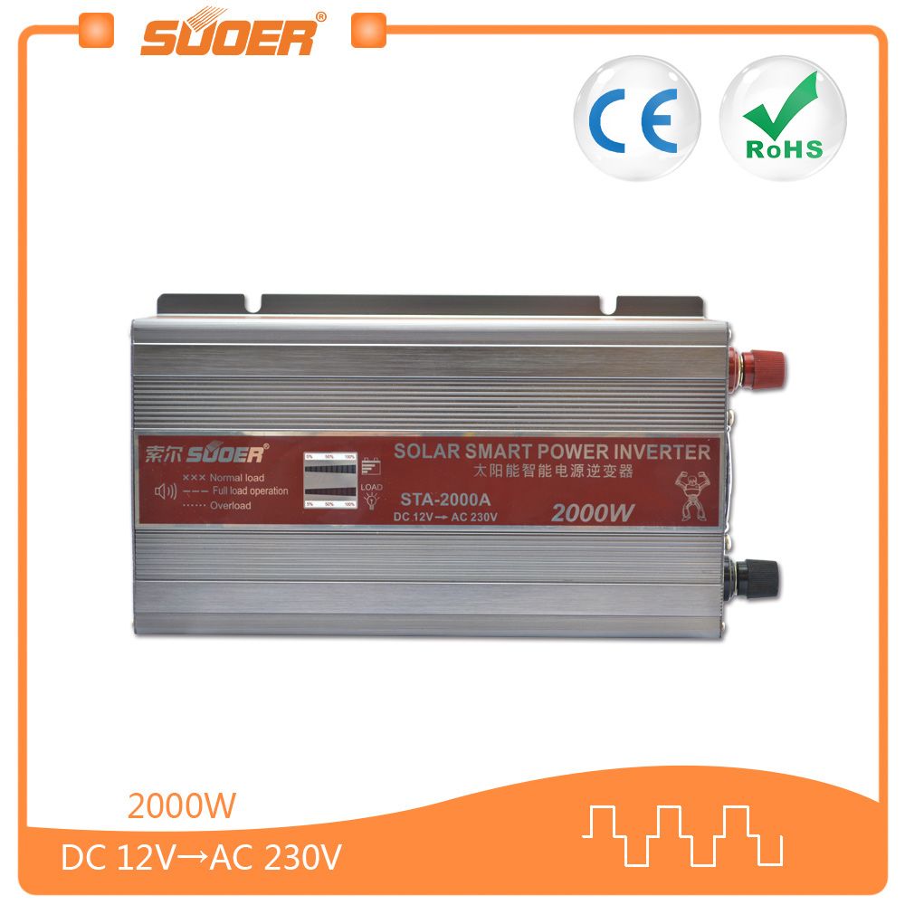 Suoer LED Display Power Inverter 2000W DC AC Inverter (STA-2000A)