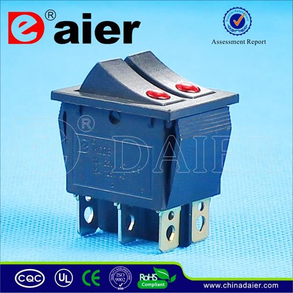 12V DOT Illuminated 6 Pins Rocker Switch with 2 LEDs