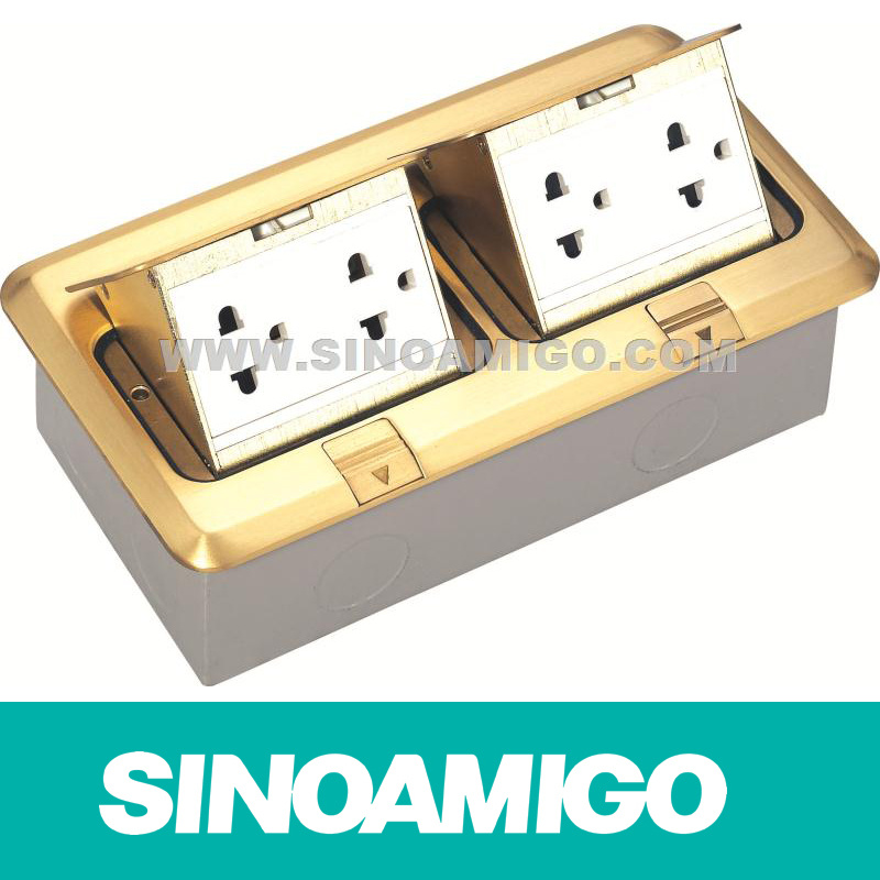 Raised Brass Plate Double Row Floor Boxes