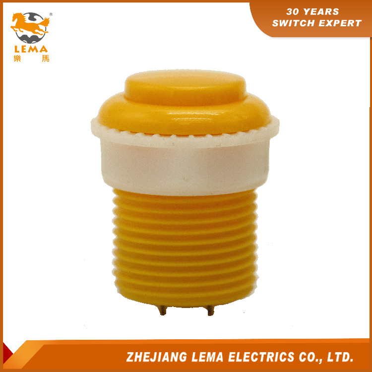 IP40 Protection Level 8A 250V 33.4mm Yellow Push Button Switch Pbs-009