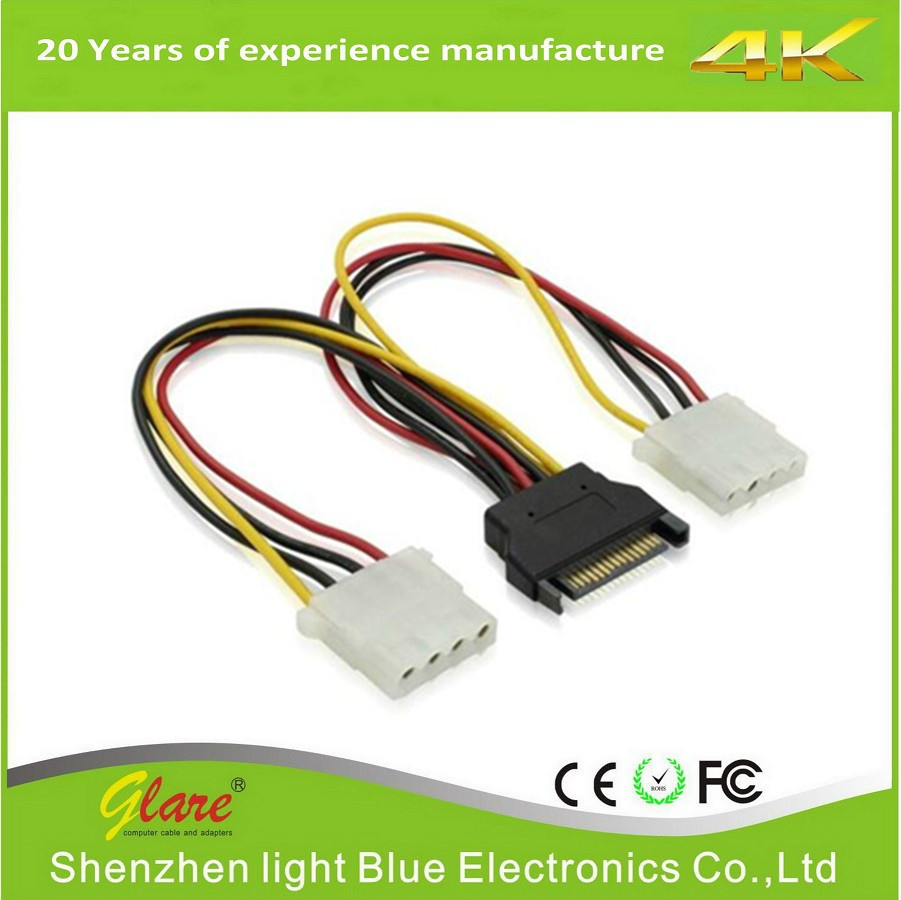 Double 15 Pin Female SATA Power Cable for Computer