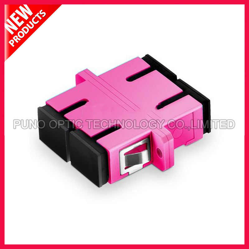 SC 10G Multimode OM4 Duplex with Flange Plastic Fiber Optic Violet Adapter