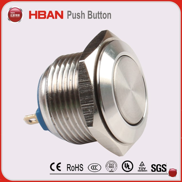 Ce ISO9001 19mm Anti Vandal Stainless Steel Screw Terminal Normal Open Momentary Push Button Switch
