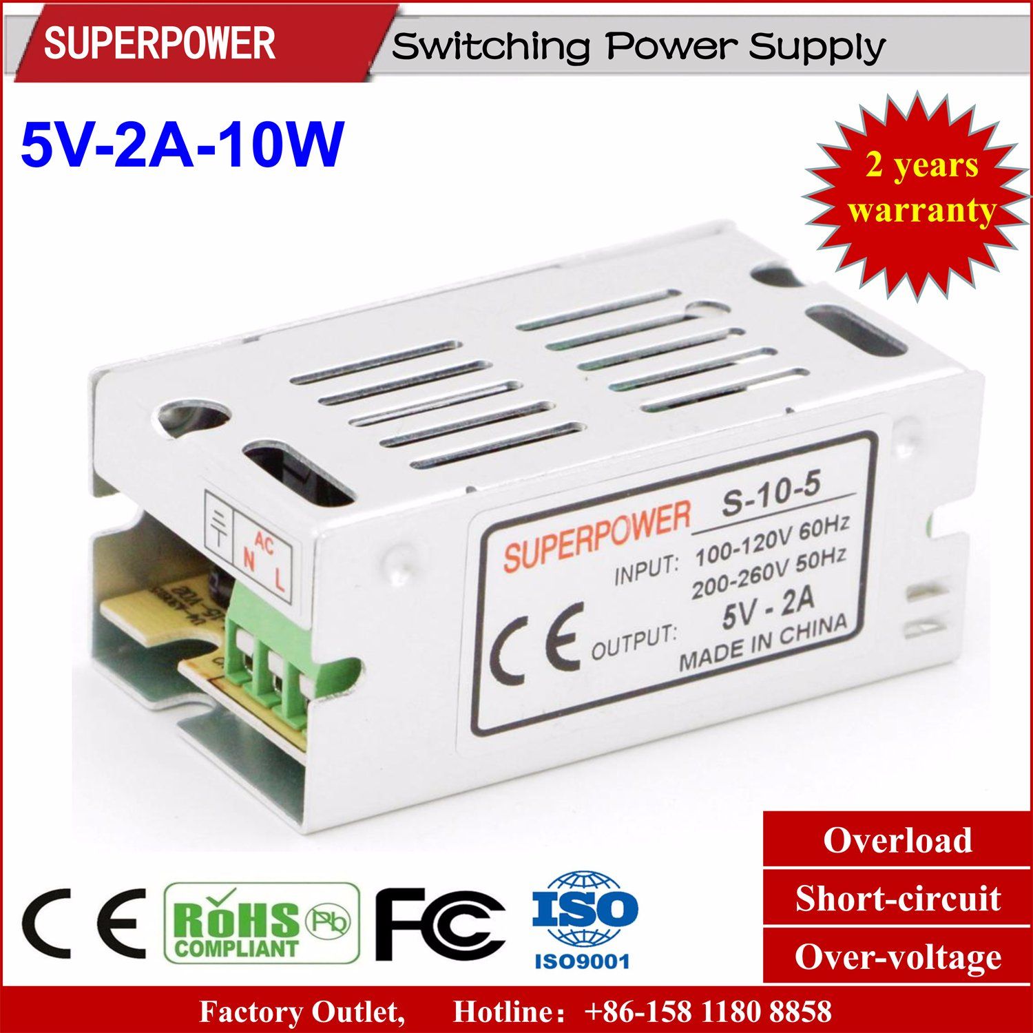 5V 2A 10W Switching Power Supply for LED Display Screen