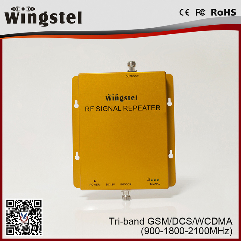2018 Hot Sale Tri Band Signal Amplifier 900/1800/2100MHz Signal Repeater for Cellphone