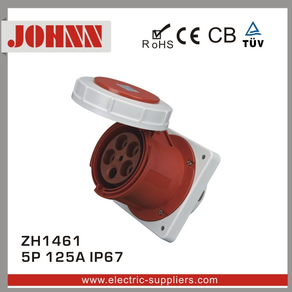 IP67 5p 125A Straight Panel Mounted Socket