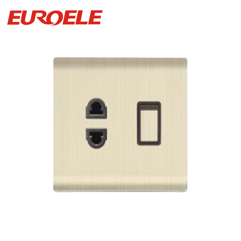 1 Gang Gold Color Aluminum Plate Switched Socket