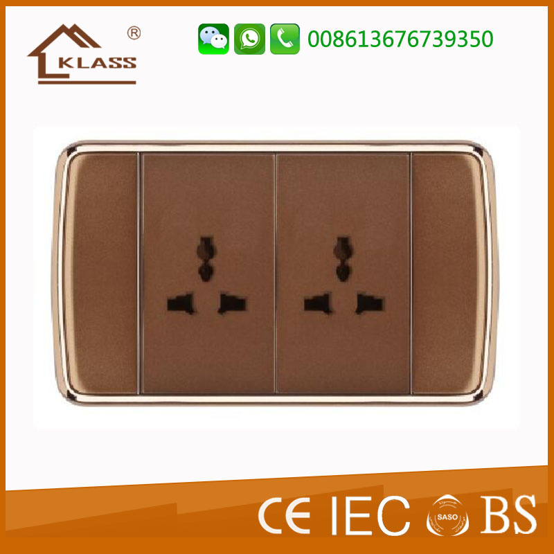 Fashion Design Double Gang 10A 3 Pin Mf Socket