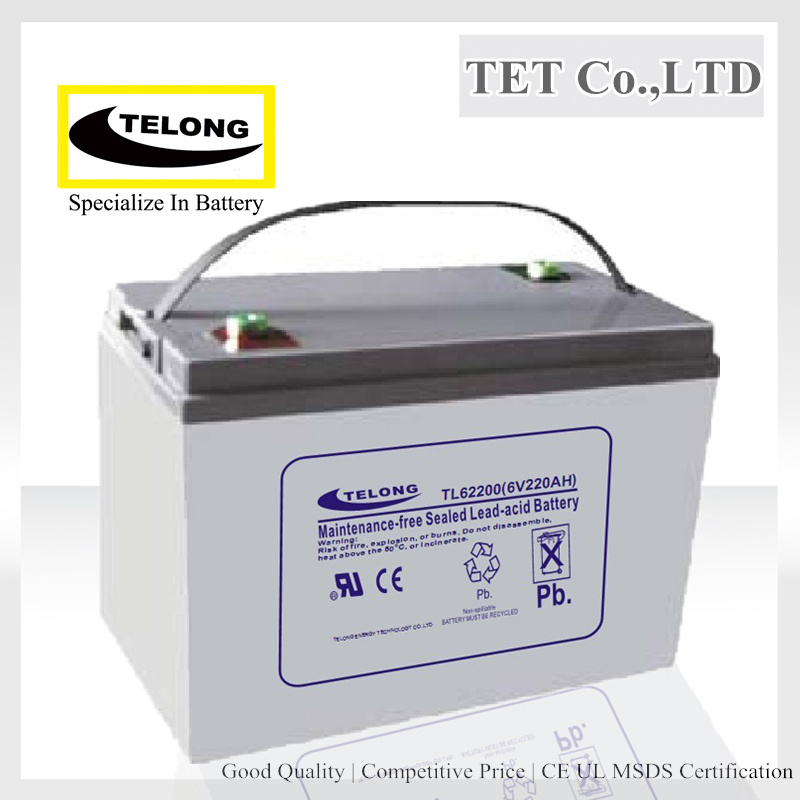 Sealed Lead Acid Battery 6V 220ah for Solar System, UPS