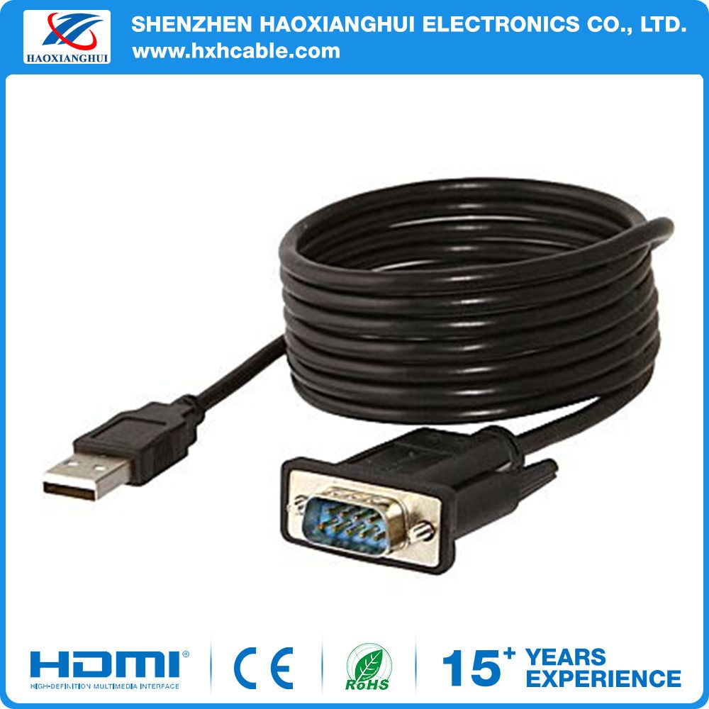 USB 2.0 to 9-Pin dB-9 RS-232 Serial Adapter Cable, Black