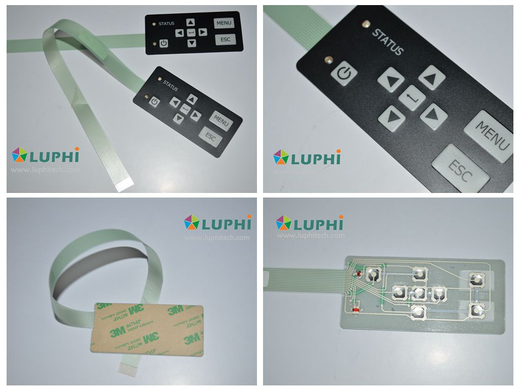 Silk Screen Printing Graphic Overlay Electronic Membrane Switch with LED Backlighting