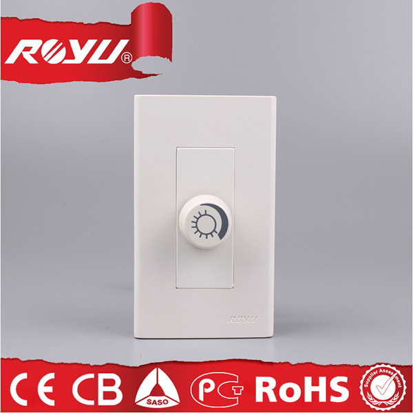 220V Dimmer Wall Switch Panel, White Electric Rotary Switch