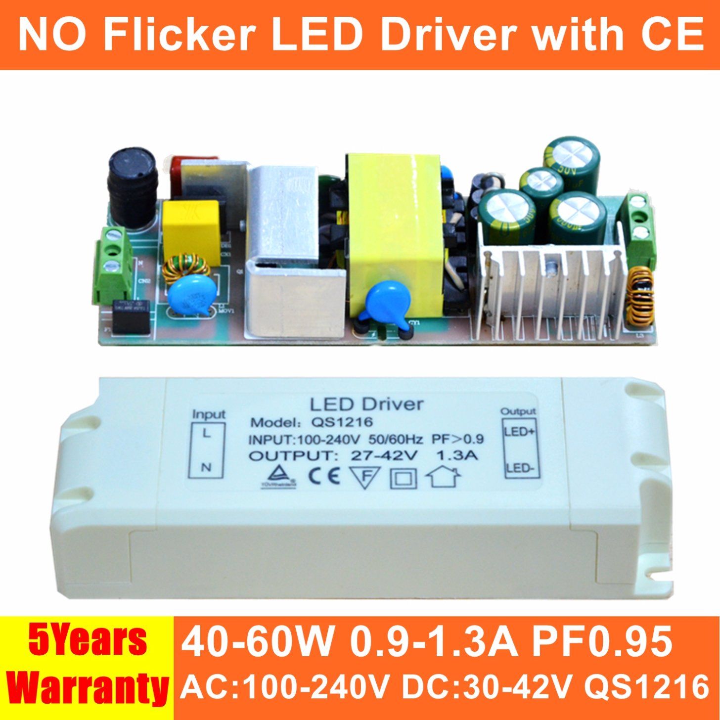 40-60W No Flicker Panel Light LED Power Supply with Ce QS1216