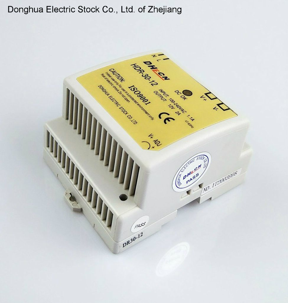 HDR-30 Single Output DIN Rail Type Switching Power Supply Output 88-264VAC to 12VDC 2A
