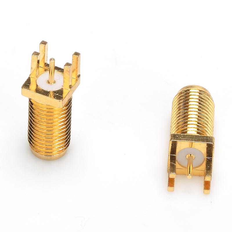 Female Jack Straight RF SMA Connector for PCB Edge Mount Total Length 17mm