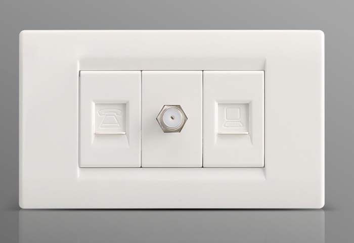 TV with Tel with LAN Plug Wall Socket