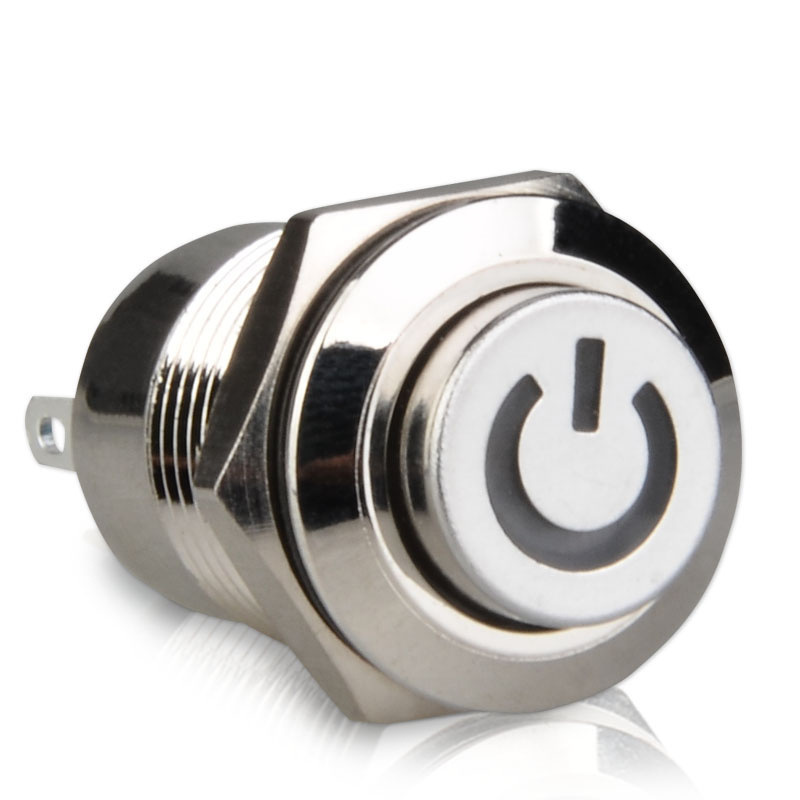 Yumo 12mm Power Symbol Waterproof Metal Pushbutton Switch