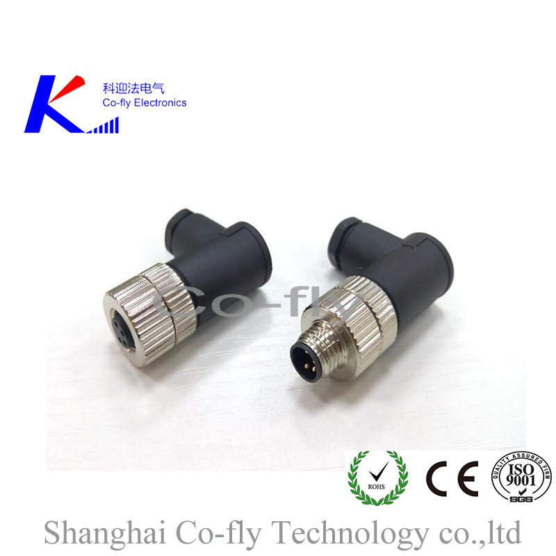 4 Pins Moldded, Female, Circular Aviation Plug M8 Right Angle, Connector