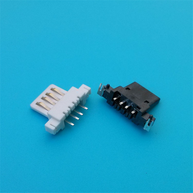 Plastic 180 Degree USB PCB Mounting Connector
