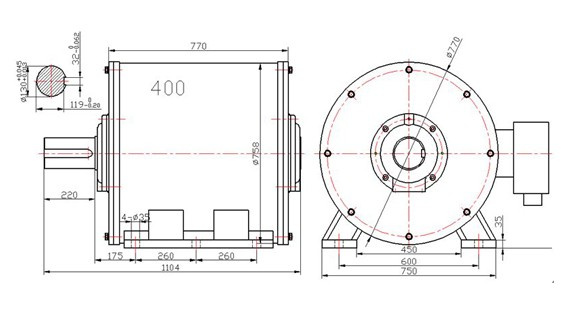 250kw 200rpm Low Speed Horizontal Permanent Magnet Generator