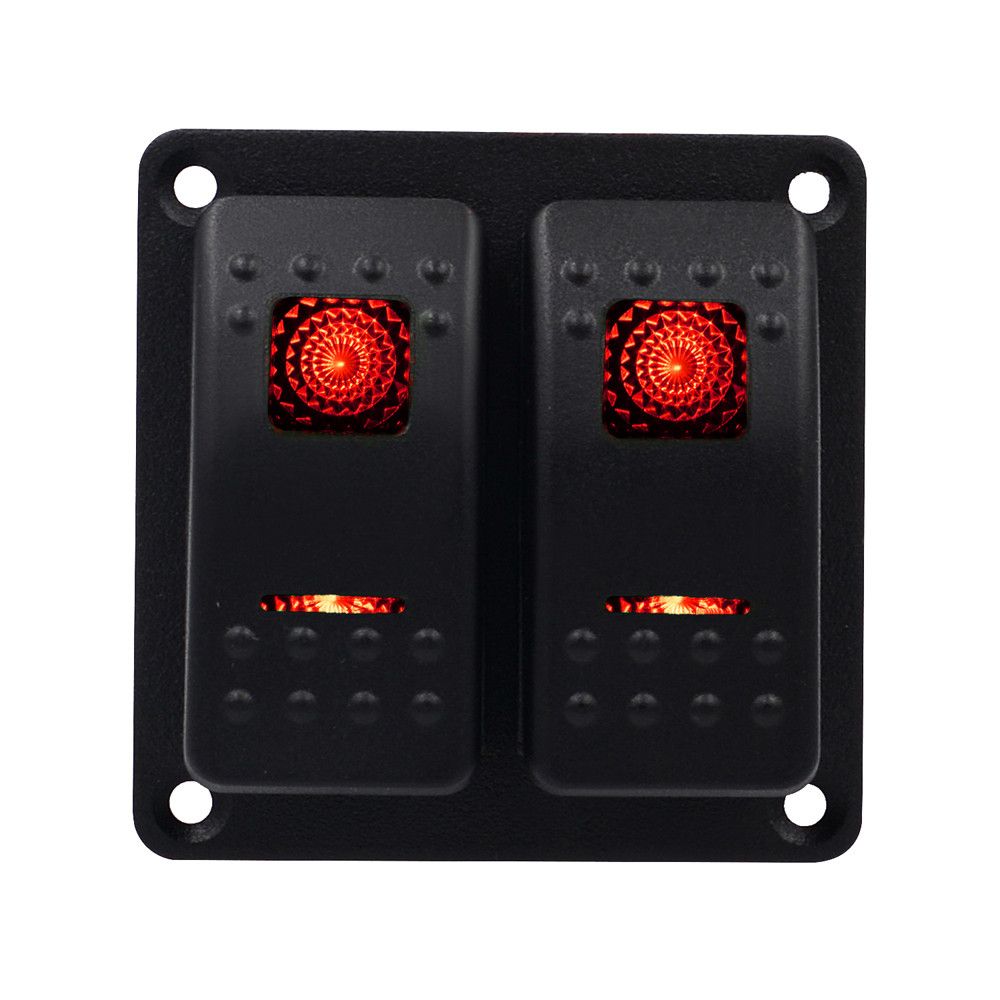 2 Gang Waterproof Car Auto Boat Marine LED Rocker Switch Panel Circuit Breakers Td1229 Dropship