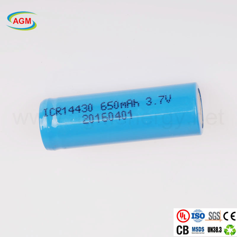 Stable Quality Icr 14430 650mAh 3.7V Li-ion Battery