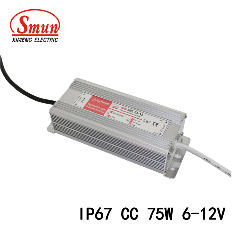 SMA-75-12 75W 6.25A 6-12VDC Waterproof IP67 Constant Current LED Driver
