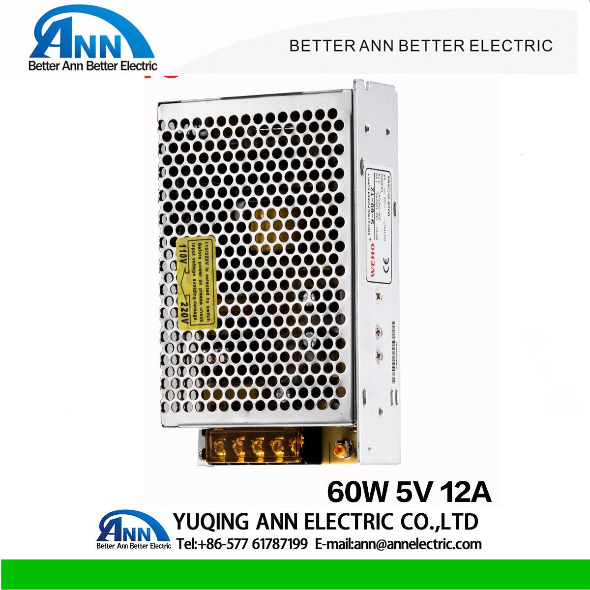 Constant Voltage 110V/ 220V AC to 5V DC 60W SMPS