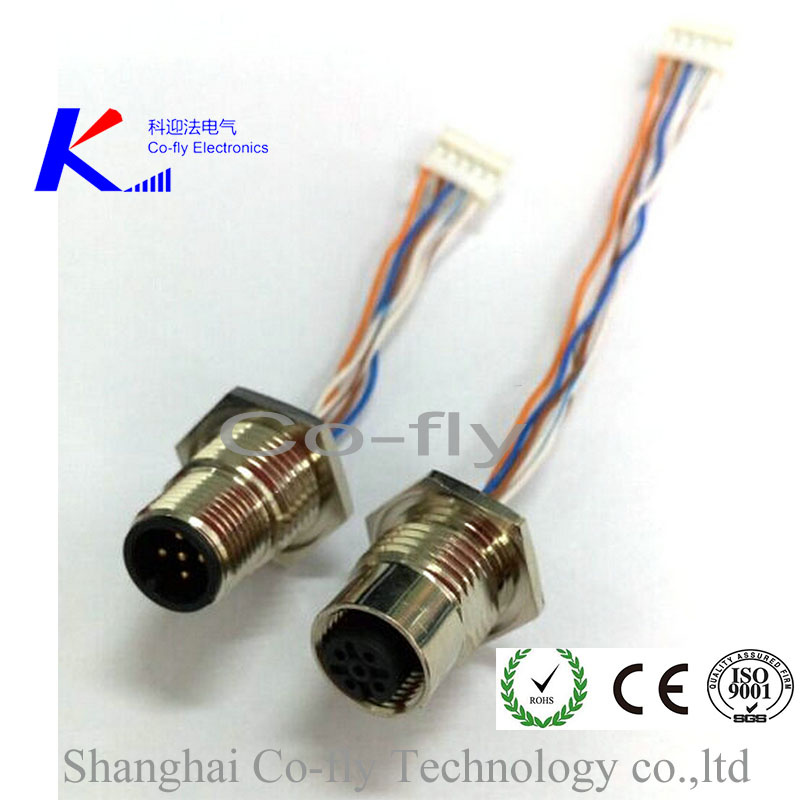 4 Pins Female Panel Mount Wire M12 Connector for Industrial Robot